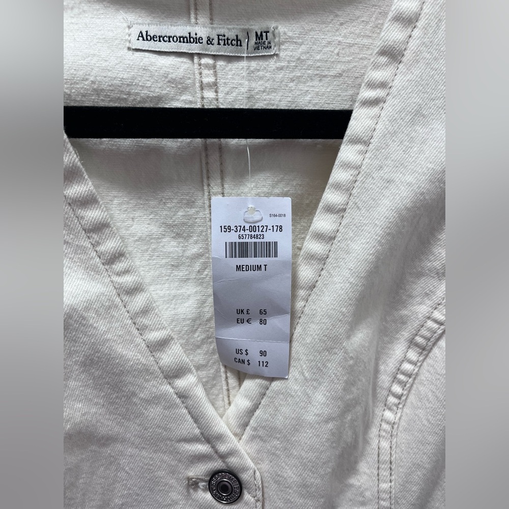 Abercrombie & Fitch Cream Button-Front Midi Dress - Picture 3 of 3